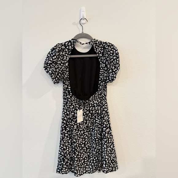 NWT SOLID & STRIPED Black and White Mini Dress with Flutter Sleeves - Picture 5 of 6